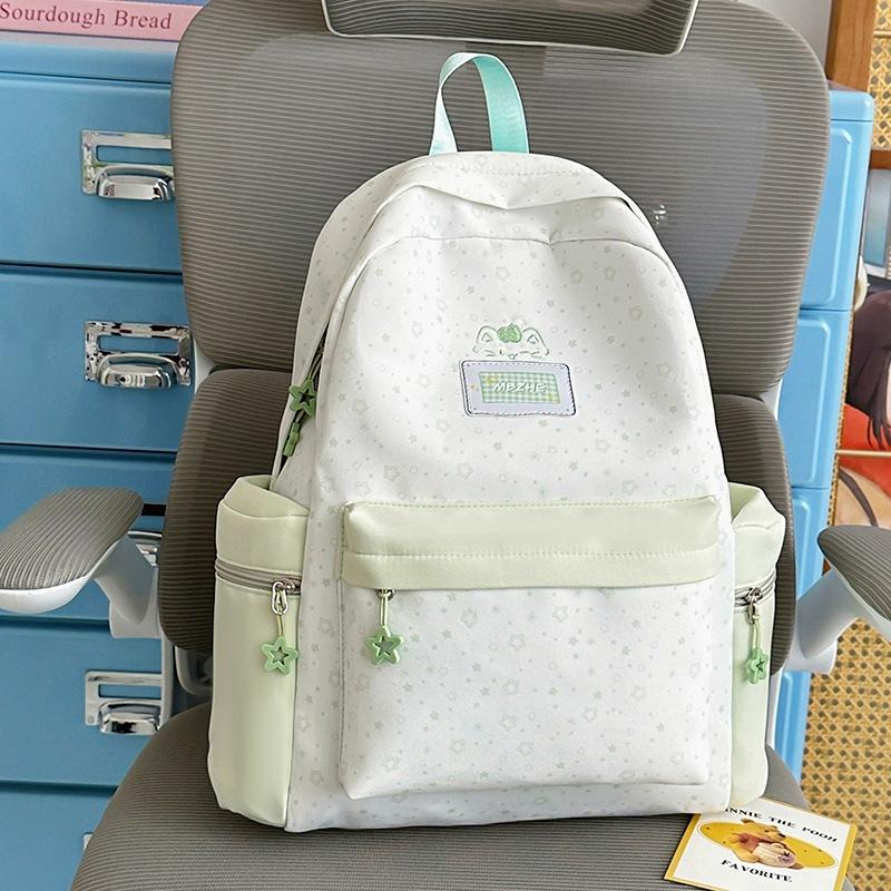 Schoolbag New 1011 College Style Backpack Light and Cute Junior High School High School Students Sweet Stars High Value Backpack