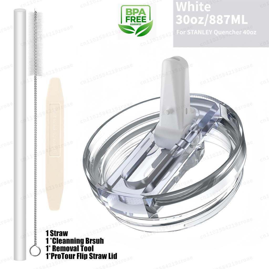 30oz Flip Straw Lid for Stanley Quencher H2.0 Tumbler Leak Proof Lid Replacement No Spill Cover for Stanley Cup Accessories