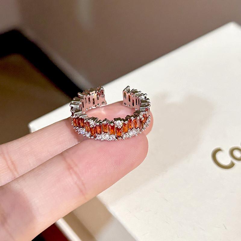 Chic And Elegant Open Adjustable Ring For Women With Vibrant Gemstone Details