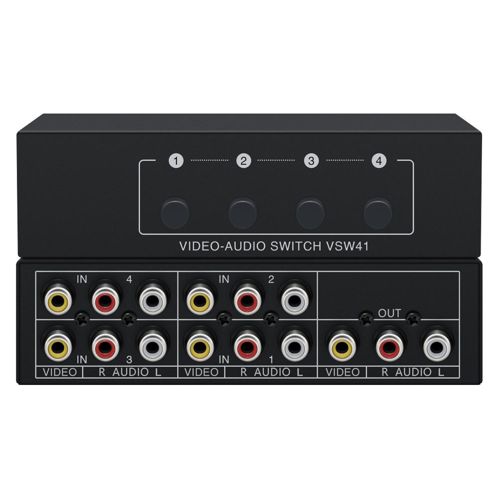 4 Way AV Switch ,RCA Switcher, Multifunctional ,Premium in 1 Out Video Audio Switcher