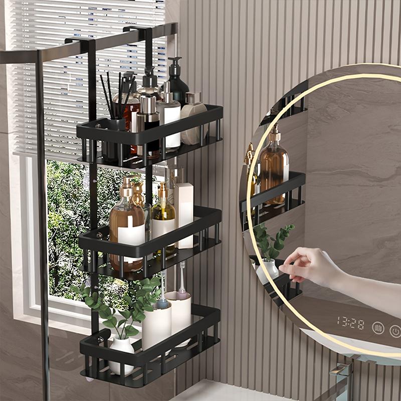 1PC Carbon Steel Thick Storage Hanging Basket Bathroom Shelf Behind The Door Shelf Tidy Multi Layer Bathroom Two/Three Layers