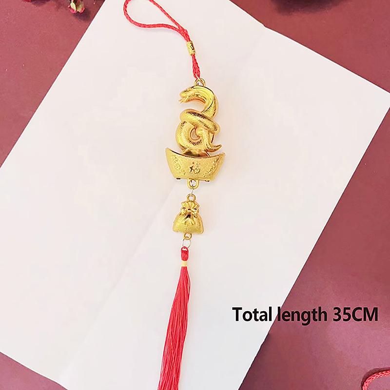 1Pc 2025 Year Of The Snake Gold-Plated Plastic Zodiac Snake Pendant Lucky Mascot Home Car Hanging Ornaments