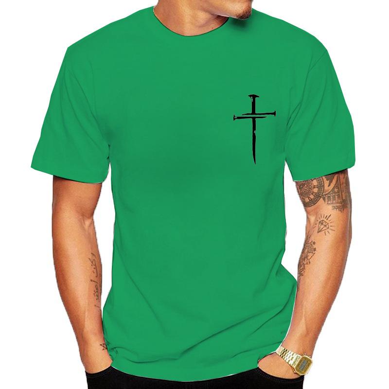 Unisexs Crew Neck Short Sleeve T Shirt Nail Cross Faith Graphic Tee Minimal Religious Art Casual Unisexs For Church Daily Street Wear