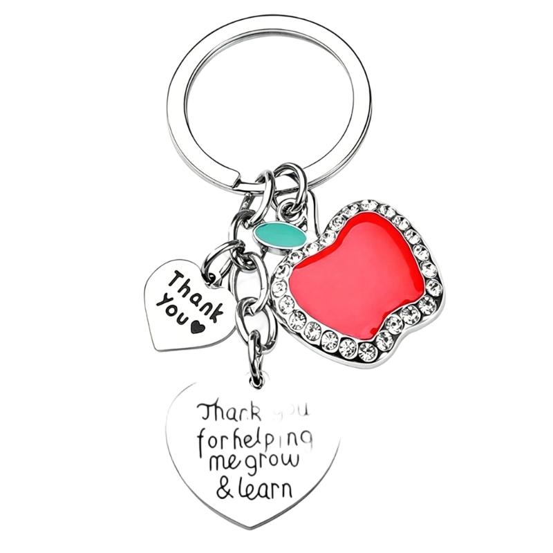 Teacher Appreciation Keychain for Teachers, Polished Metal Bag Charm with Engraved Pendant for Daily Keys and Bags