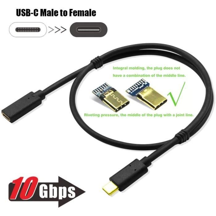 USB-C Verlängerungskabel - QI - 1.5m - Vergoldeter Stecker - 10 Gbit/s - Stecker auf Buchse