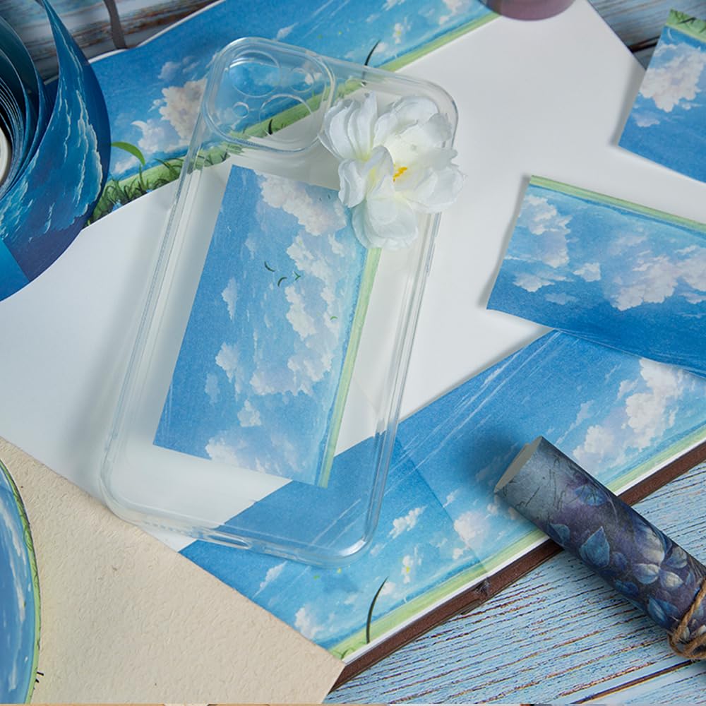 Alideco Mascheratura Carina Retrò Cielo Washi Largo Adesivo Eleganti Adesivi Mascheranti Confezione da 6 Rotoli, Nuvole, Carta, Nastro, Fai da Te, Nastro, (kuiyun)