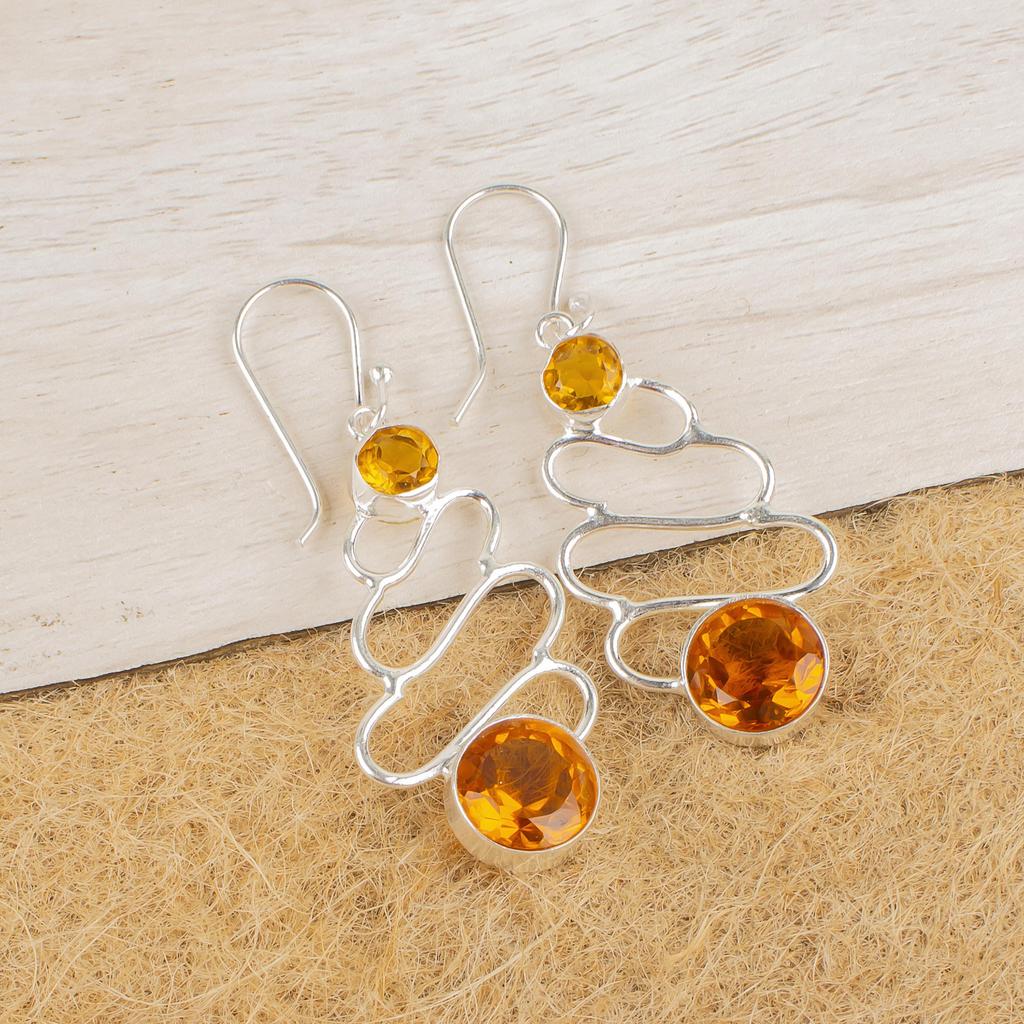 Wunderschöner Citrin Edelstein Schmuck, 925 Sterling Silber Ohrringe, Handgefertigt Wunderschönes Silber, Wunderschöne Silberohrringe