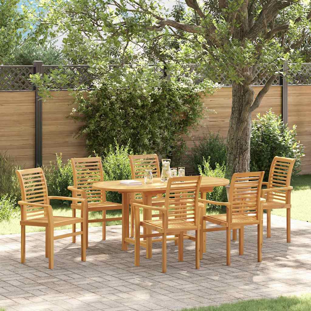Garden Dining Set 7 pcs Brown Solid Teak Wood