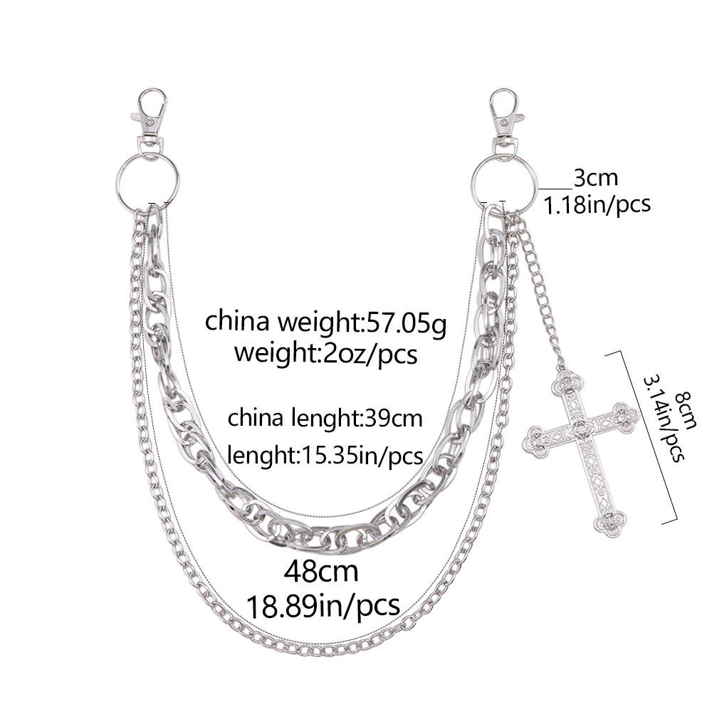 Metallic Hip Hop Double Layer Chain With Cross Pendant For Men And Women