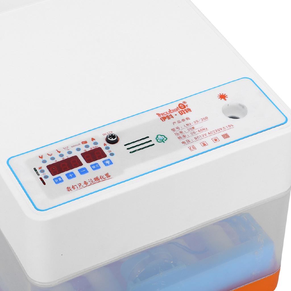 12V 20 Eggs Intelligent Full-automatic Egg Incubator Hatcher Electronic Hatching Machine For Chicken Duck Transparent