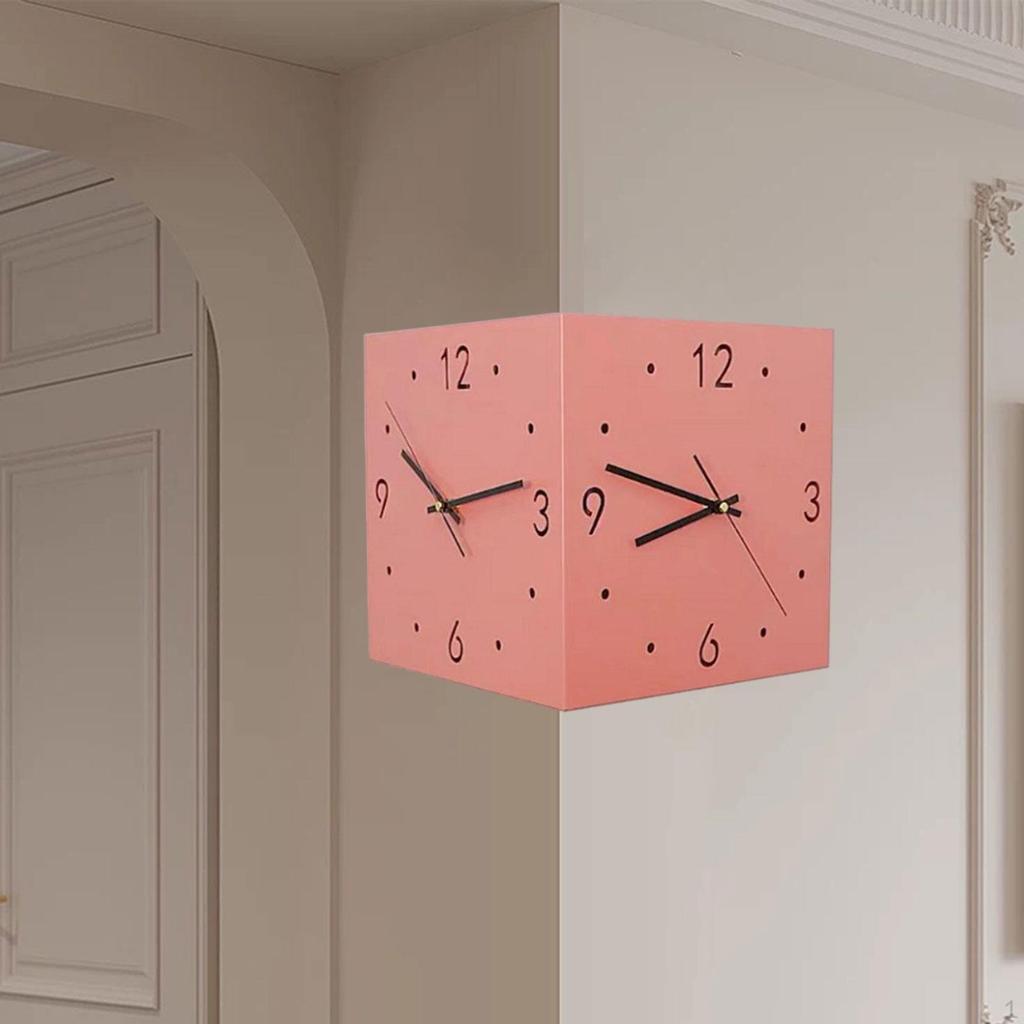 Faced Corner Timepiece Quiet Design Square Clock for Cafe Dining Area