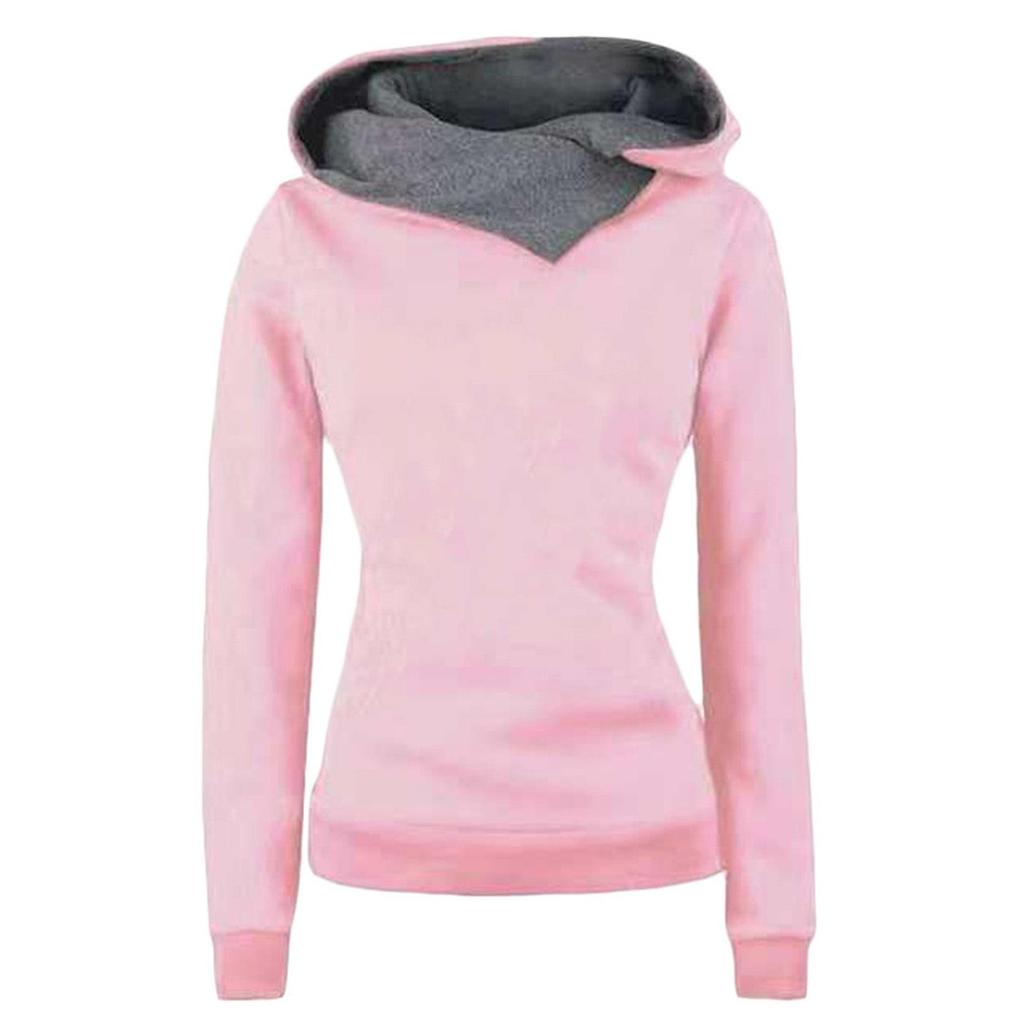 Spring Autumn Hoodies Women Tracksuit Solid Color Fashion Long Sleeve Pullovers Casual Warm Hooded Sweatshirts Tops Plus Size