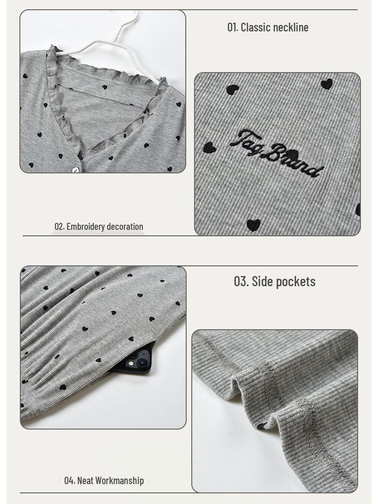 Women's Spring & Autumn Modal Pajama Set: Cardigan, Long Sleeve, Loose Fit, Plus Size