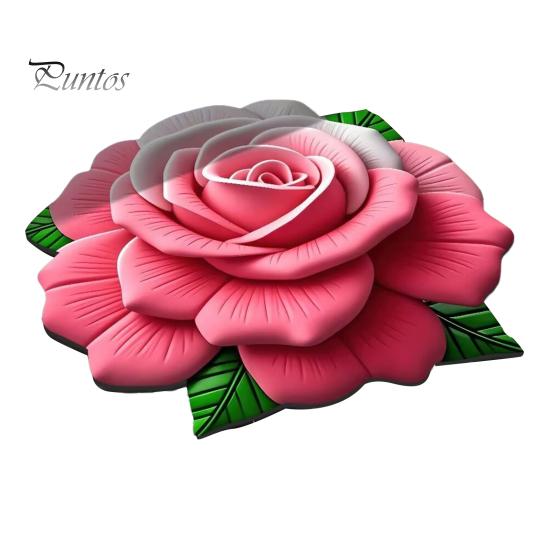 

Плюшевый цветочный напольный коврик, впитывающий диатомитовый напольный коврик, нескользящий 3D визуальный цветочный узор, ковер для спальни, прихожей, кухни 60cm белый/розовый