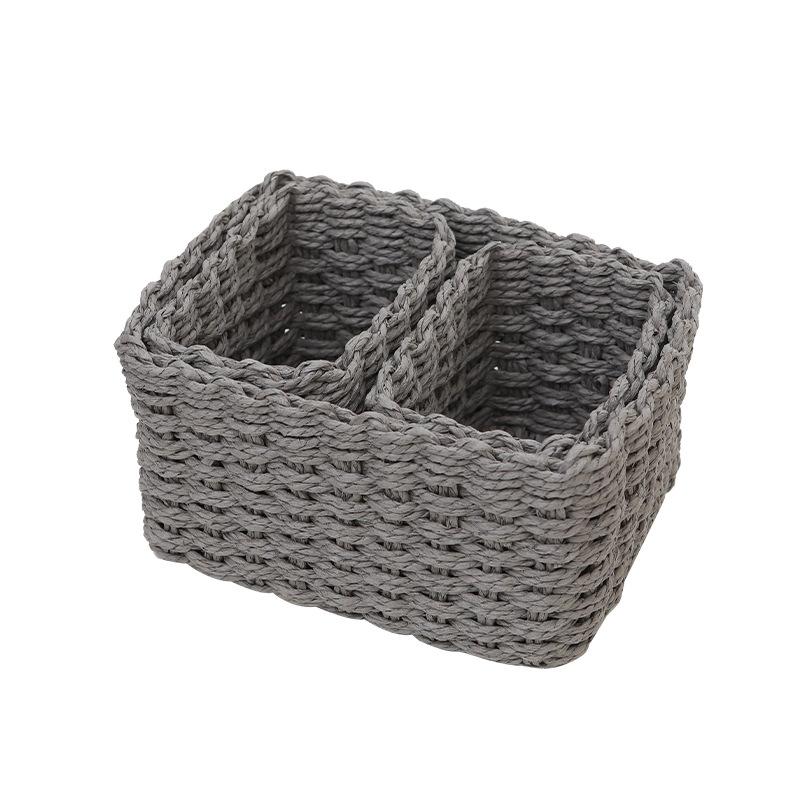 Handgeflochtener Stroh-Aufbewahrungskorb, Abschlusskorb, Haushalt Schlafzimmer, Wohnzimmer, Schreibtisch-Unordnung, Papierkram, Utility-Ständer Vier-Teile-Set