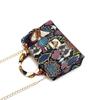 Color Snake Pattern Silk Scarf Handbag PU Chain One-shoulder Diagonal Small Square Bag