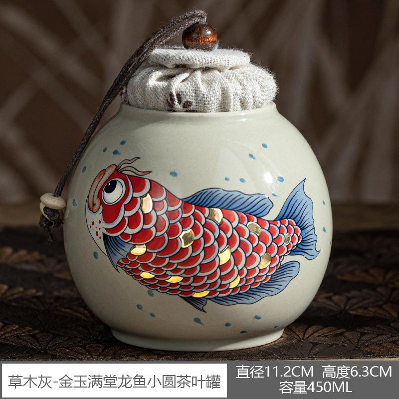 Chinese Arowana Ceramic Household Teacup Tea Set Accessories Guifu Carp Coaster Chawan Bowl Retro Kung Fu Kitchen Tools Tea Set