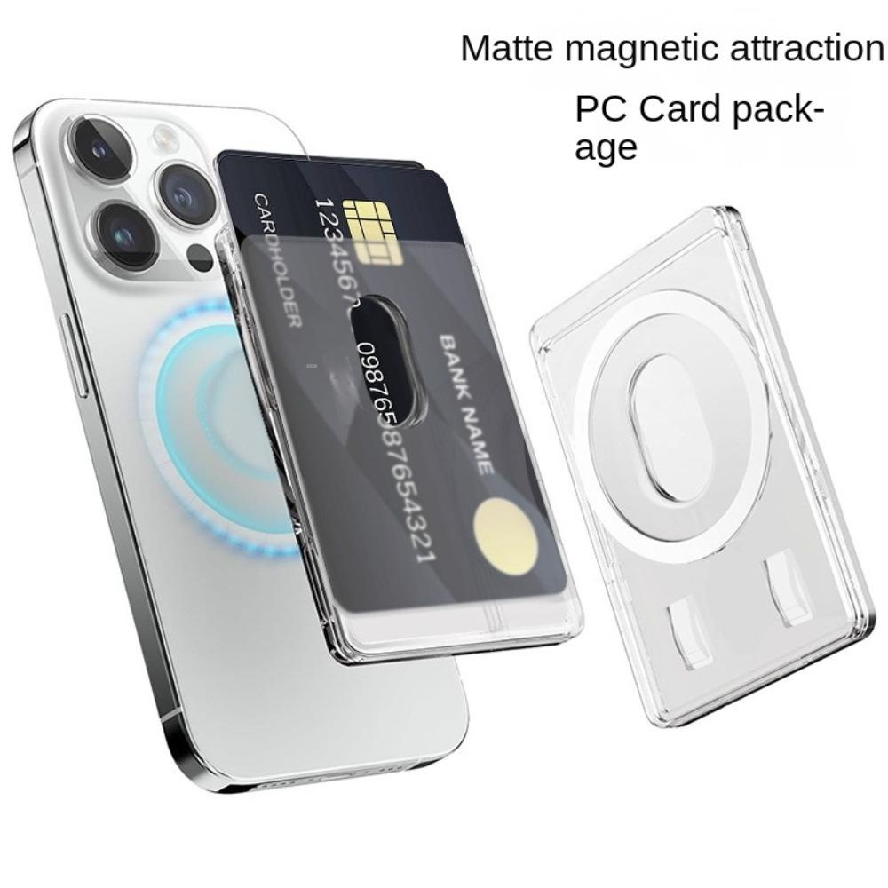 Magnetic Card Holder Plastic Strong Adsorption Phone Bag Portable Magsafe Clear Wallet for iPhone 16 15 Pro Max 14 13 12
