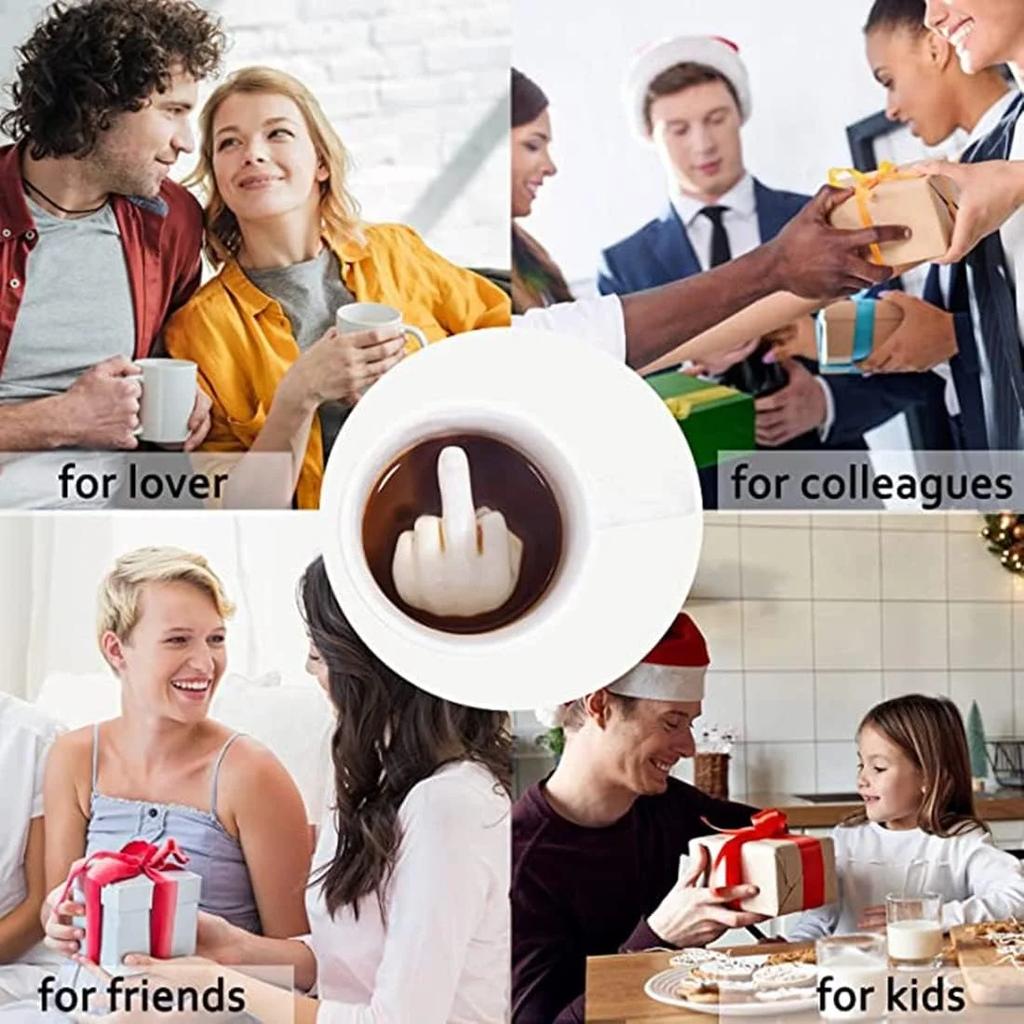 Långfingertass Keramisk Mugg Personlig Långfinger Vit Rolig Kaffe Mjölk Vatten Te Mugg med Handtag för Fest Första April