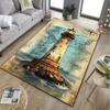 Vintage Lighthouse Map Rug for Nautical Themed Rooms - Coastal Decor, Durable Indoor Outdoor Floor Mats Skid Resistant Carpet
