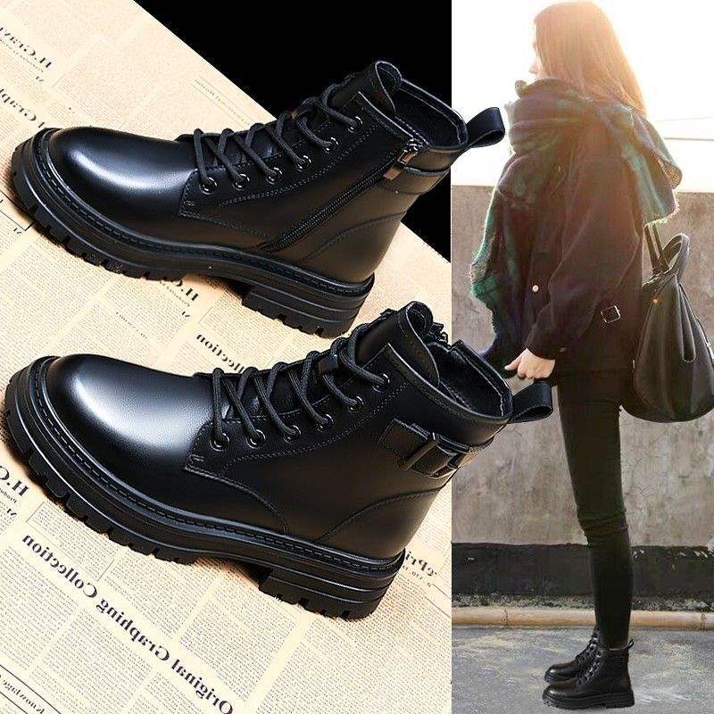Martin boots women's 2025 new spring and autumn single boots platform cotton shoes women's winter velvet short boots locomotive boots