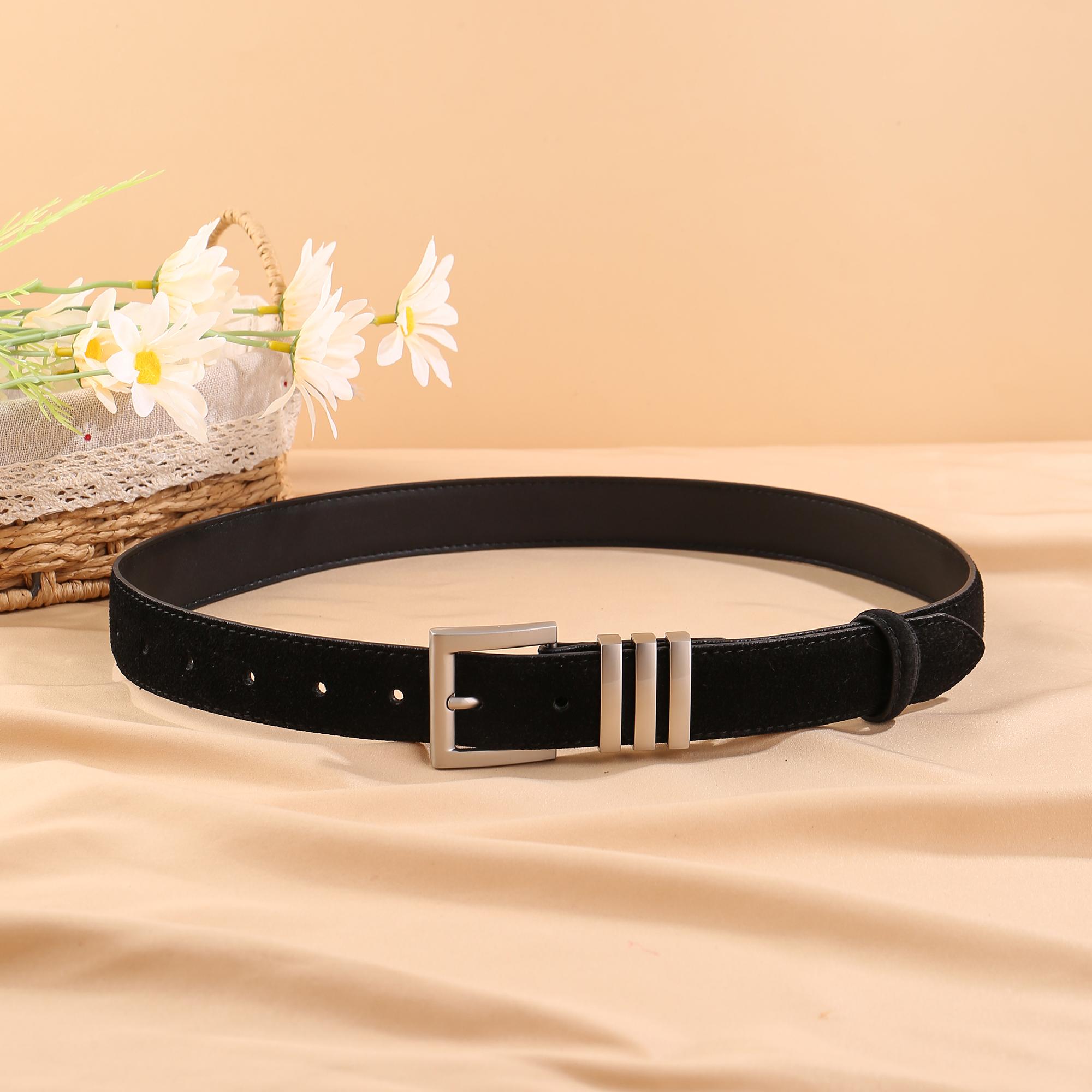 

Женский модный кожаный черный широкий ремень с металлической квадратной пряжкой, регулируемый пояс, модные изящные женские ремни для джинсов 100cm чёрный