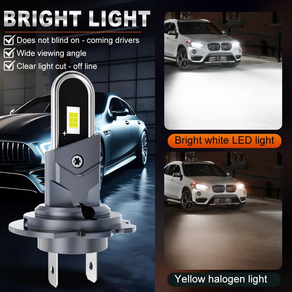 2Pcs H4 H7 LED Headlights Canbus H11 H8 HB3 9005 HB4 9006 Light Bulbs 20000Lm U-Shaped Copper Tube Car Lights Fanless Headlamp 6000K White 12V