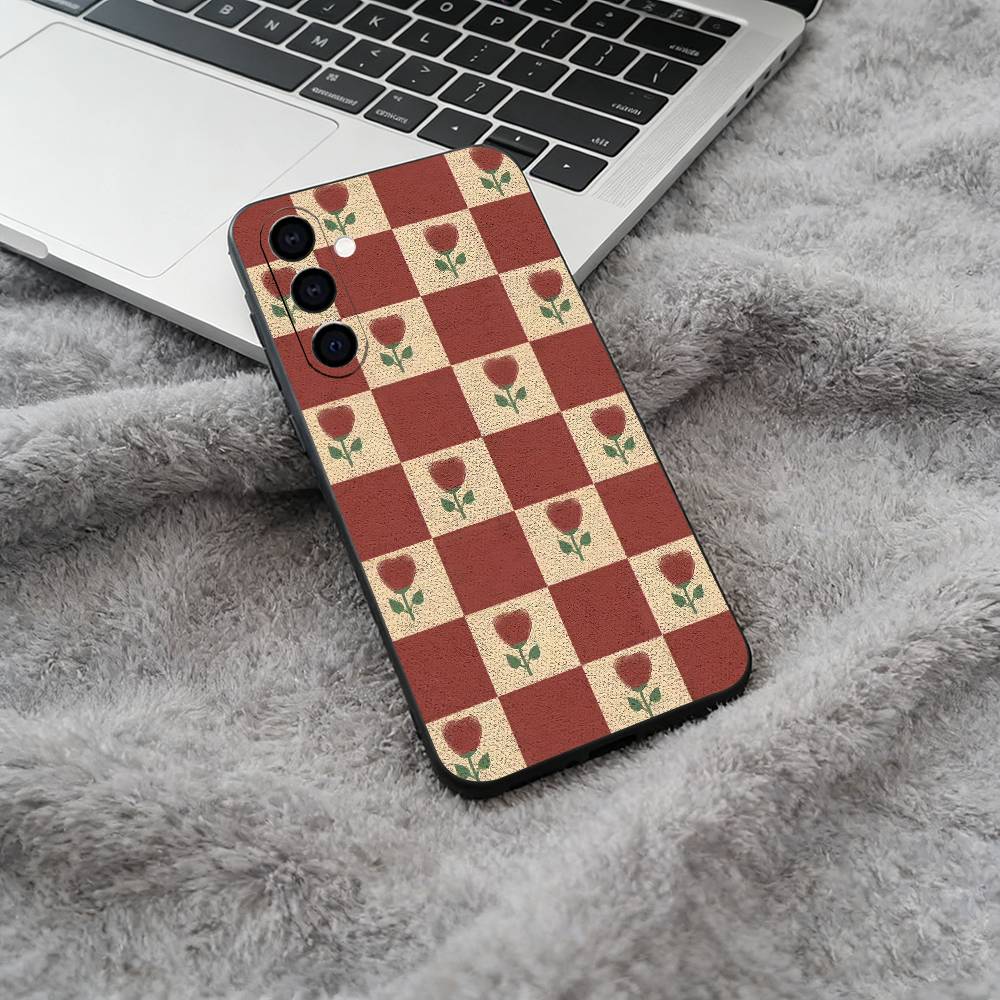 Fresh Checkerboard Soft Silicone phone Case for Samsung Galaxy A73/A71/A72/A70/A53/A52/A51 - Black