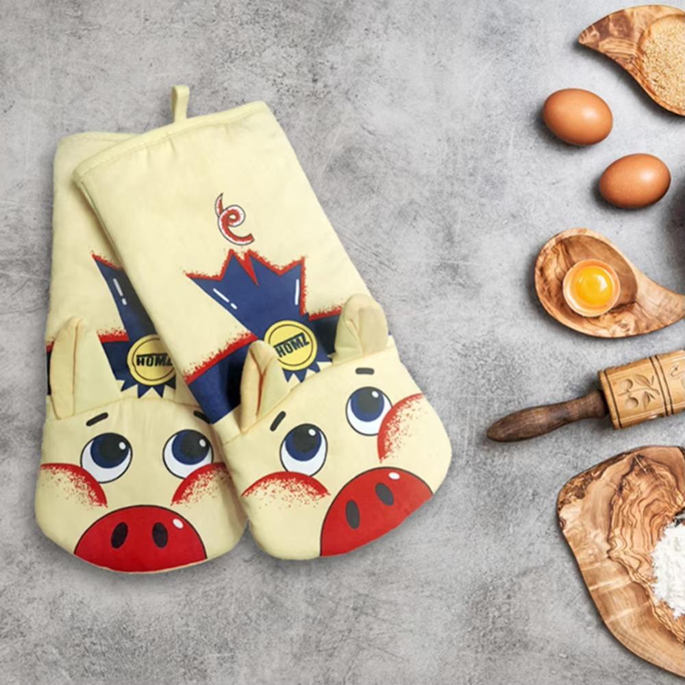 

Cartoon Oven Mitten Non-slip Insulated Gloves Durable Baking Gloves Baking