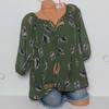 Boho Women V Neck Feather Print Tops In Soft Comfortable Fabric For Casual Outings