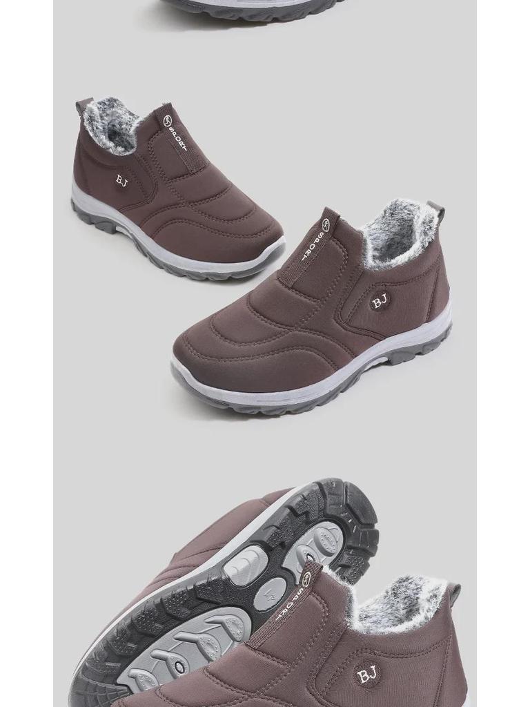 Men's Waterproof Winter Work Shoes - Thickened Rabbit Fur, Warm, Wear-Resistant Cotton Shoes