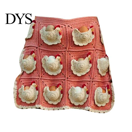 Hen-shaped Pocket Apron Crochet Egg Collecting with Hen Pockets, Handmade Harvest Pouch Durable Gathering for Chicken Coop Eggs, Vintage Farmhouse Bag