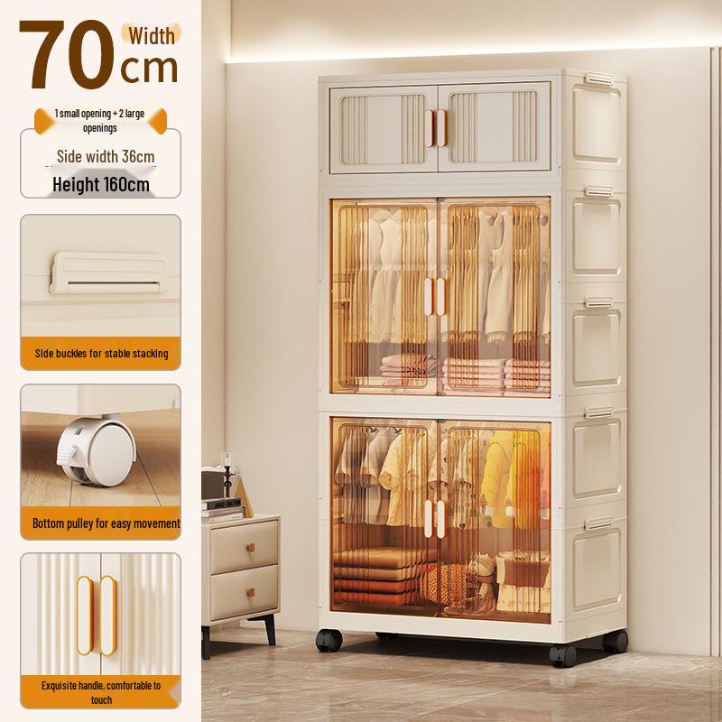 Children's Wardrobe & Storage Cabinet for Clothes, Snacks & Toys - No-Install Foldable Plastic Box