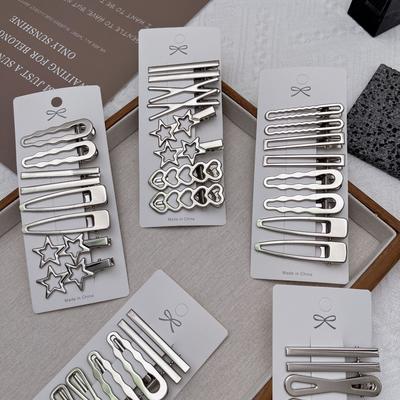 8Pcs Sliver Metal Hair Clips Women Girls Y2K Duckbill Hairpin Personality Bangs Side Headwear Barrettes Hairclip Styling Accessories