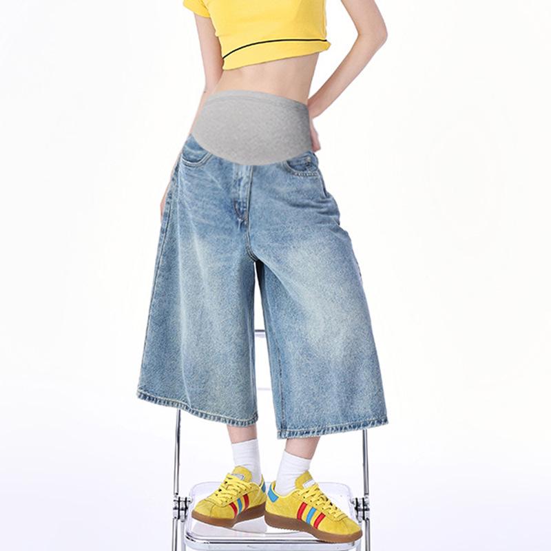 

Women s Summer Maternity Denim Shorts - 2026 Loose, Slimming, Seven-Point, Wide Leg, Plus Size L