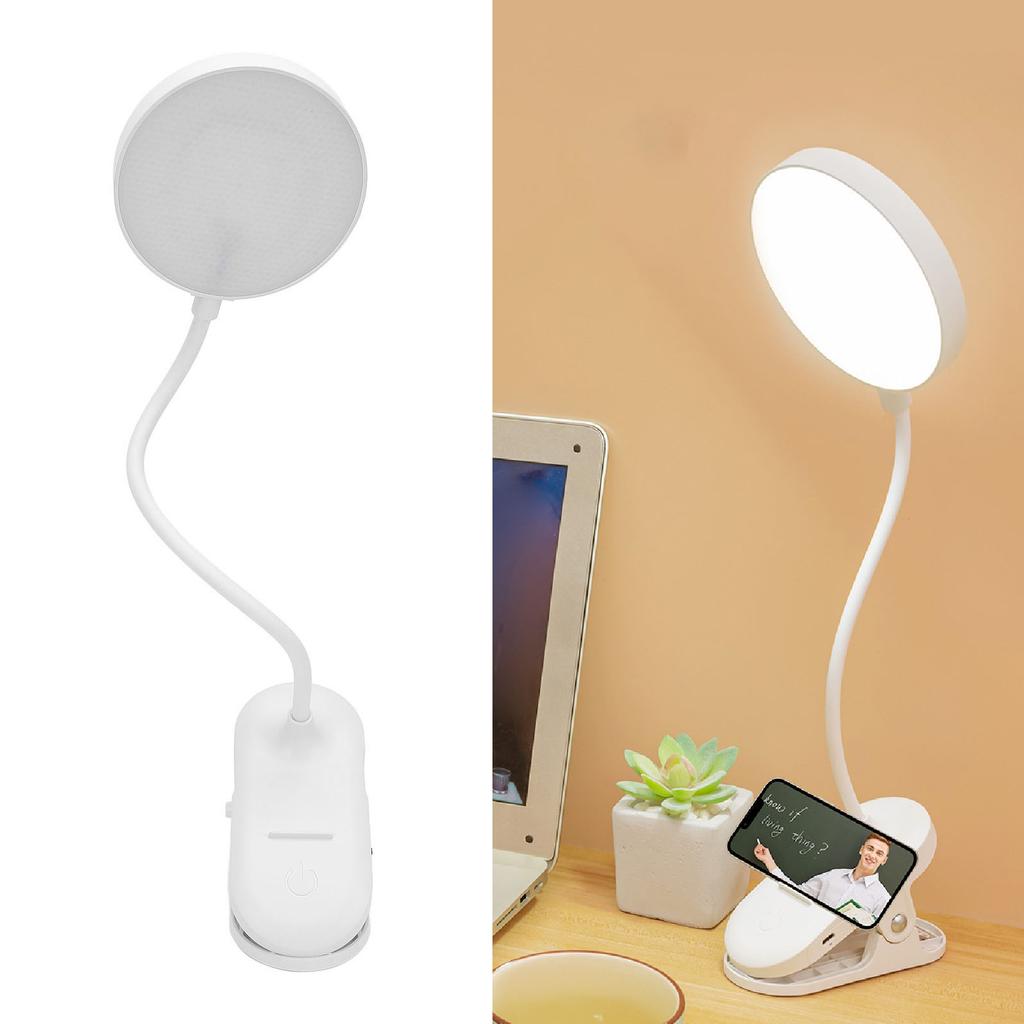 LED Desk Lamp Rechargeable 3 Modes Dimming Brightness Sensitive Control Eye Care Clip On Book Reading Light for Bedroom