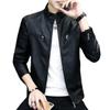 Men's Leather Jacket Spring and Autumn Thin Style Stand Collar Striped PU Leather Jacket Motorcycle Leather Jacket