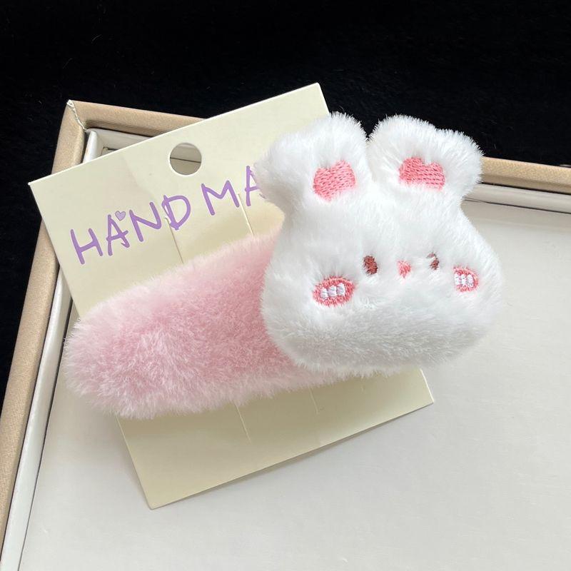 1pc Plush cartoon little bear bunny big BB clip cute autumn and winter sweet edge clip furry hair accessory hair