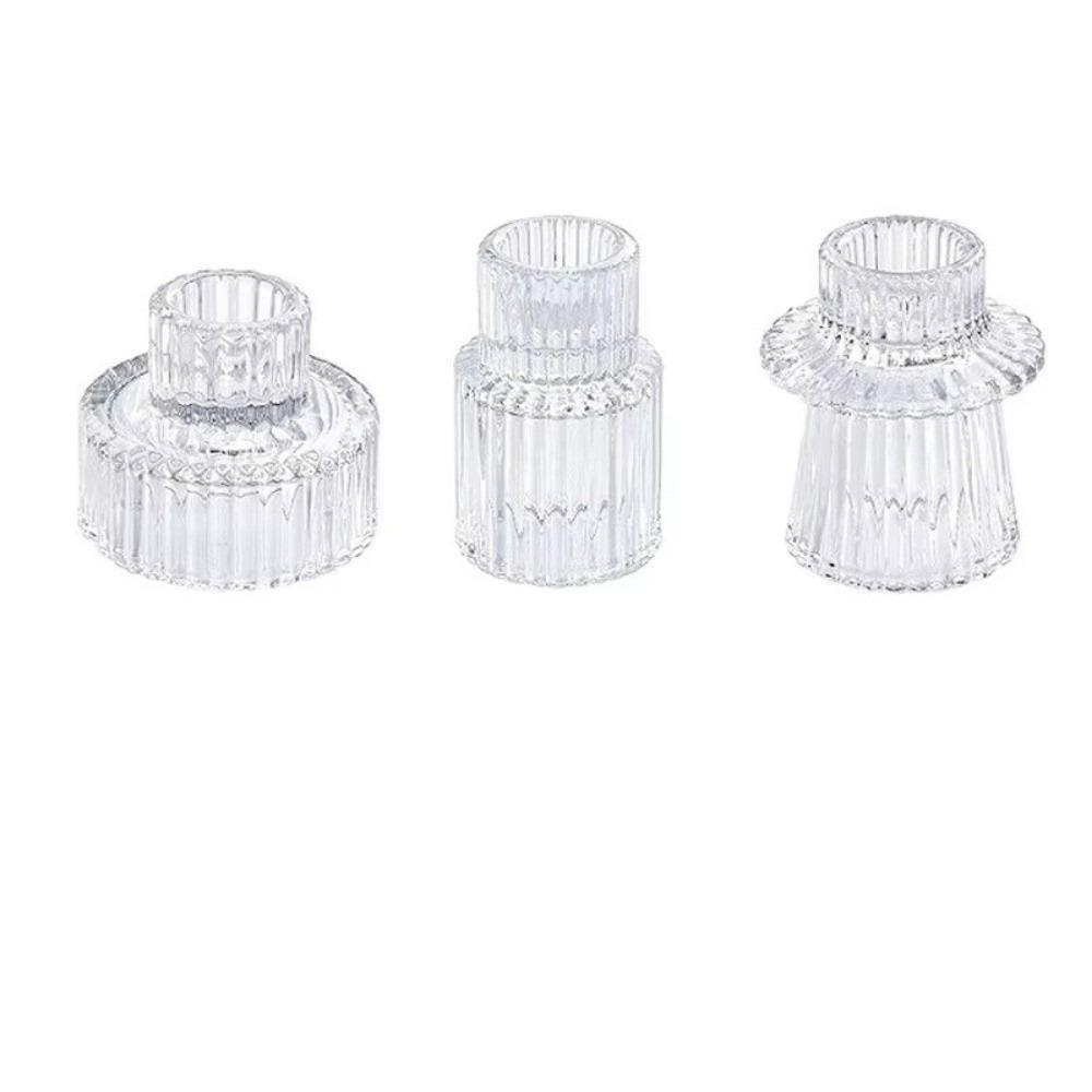 

3PCS/set Glass Candlestick Double Head Dining Table Tealight Romantic Candle Holder Valentine s Day чистый