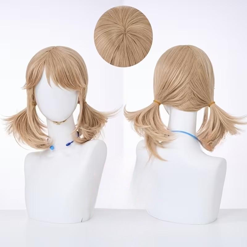 Cosplay Wig Gardener Emma Woods Linen Brown Double Ponytail Anime Party Festival Costume