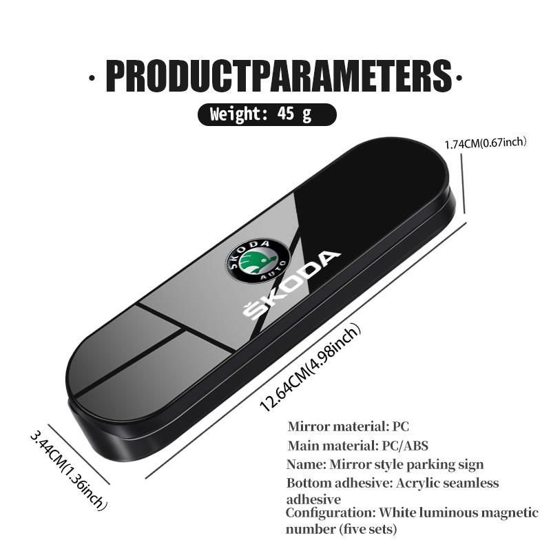 AAFO1 Hidden Mobile Phone Number Plates Car Logo Temporary Parking Signs Accessories For Skoda S Kodiaq Octavia 2 3 Yeti Karoq Rapid