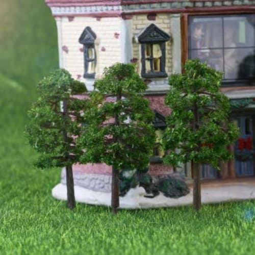 WINOMO Tree Models, Set of 20, Approx. 9cm (Dark Green), for Model Trains, Railways, Buildings, Miniature Gardens, Landscapes, and Educational Use