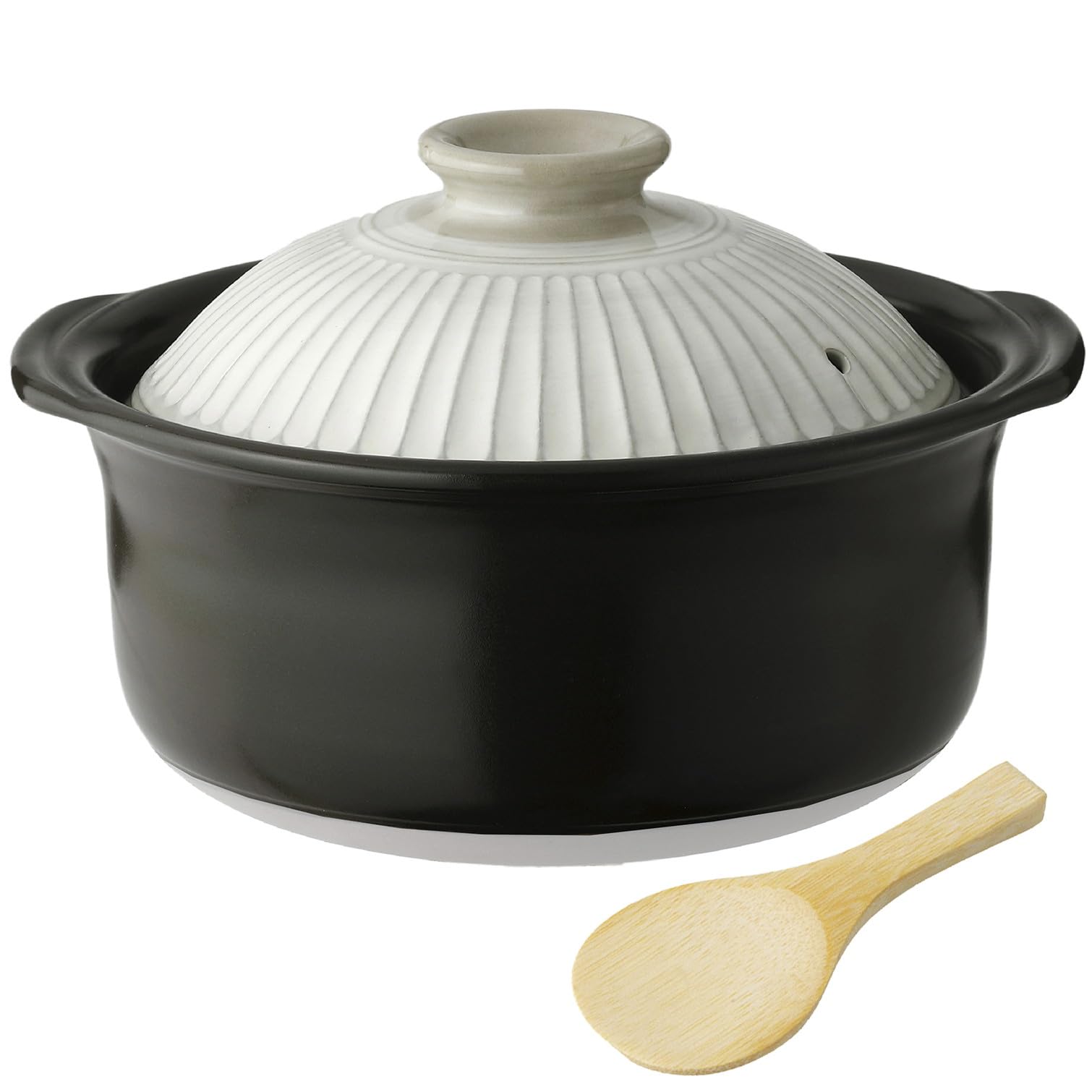 

Banko Ware Kikuka Rice Cooker and Rice Paddle Set, 3-cup Capacity, Double Lid, Kohiki Finish, White, Direct Heat Compatible, Made in Japan, 19512