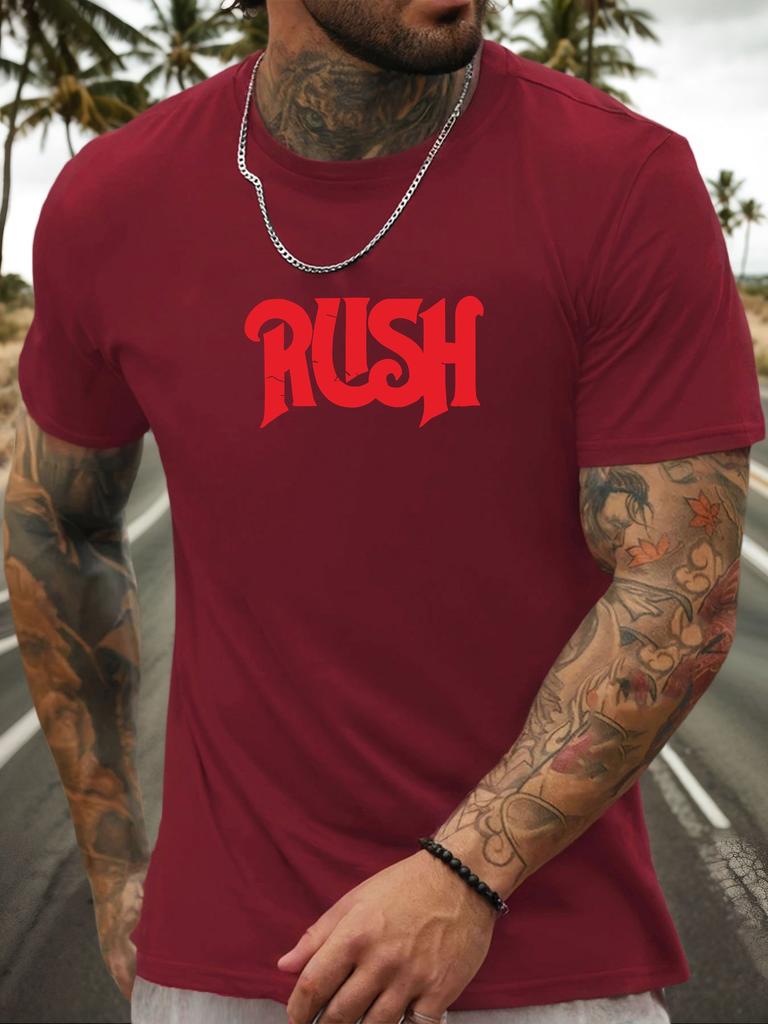 Kurzarm T-Shirt RUSH Herren 100% Baumwolle Muster Gedrucktes Hemd Sommer Rundhals Atmungsaktiv Lässig Mode Cooles T-Shirt
