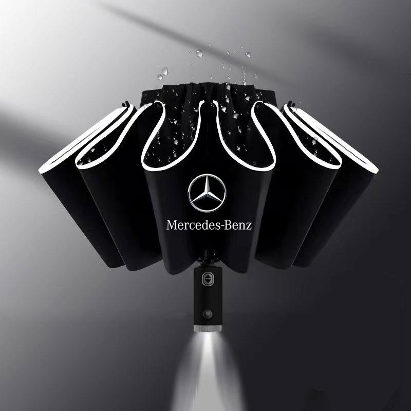 EJG4   LED Umbrella Fully Automatic Dual Purpose Folding Automatic Umbrella For Mercedes Benz W203W204 W205W210W211W212W221W222 CLS CLA