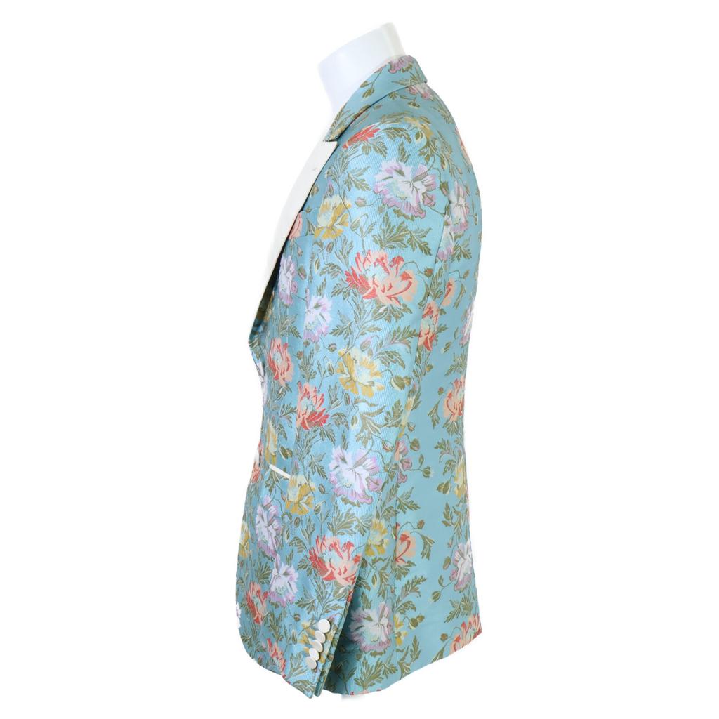 GUCCI [Excellent Condition/Domestically Authorized] 478453 Fully Embroidered Flower Peak Lapel Tailored Jacket Jacket 46 Blue / multicolorUsed