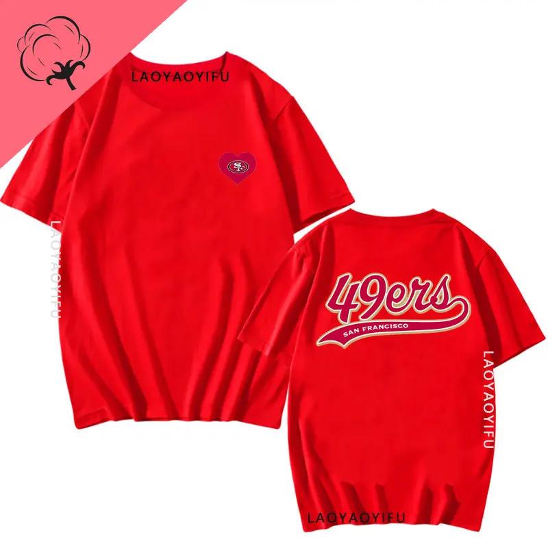 San Franciscos Tee Tops San Franciscos 49ers Logo Streetwear Cotton Unisex Man T-shirt