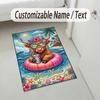 Cow Highland Theme Crystal Velvet Rug Personalized Custom Name Text Soft Floor Mat Home Decor