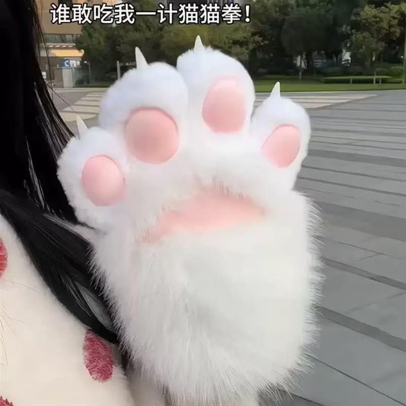 Douyin same cat scratch plush toy doll gloves soft cute girl heart cat claw gloves wind warm gift woman
