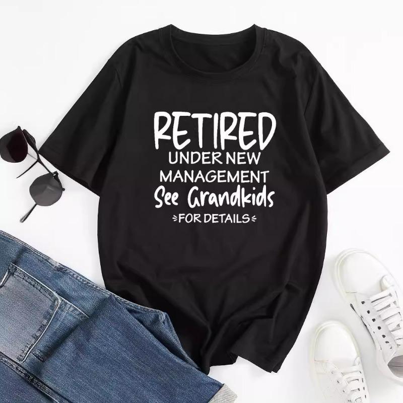 Men's RETIRED Printed Loose Round Neck Short Sleeved Fashion T-shirt for Men Shirt